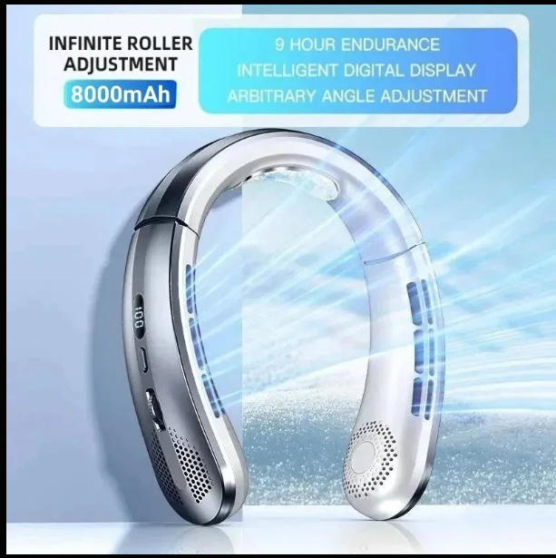 Ventilateur de Cou Sans Lames — Rechargeable USB, 9h d'Autonomie